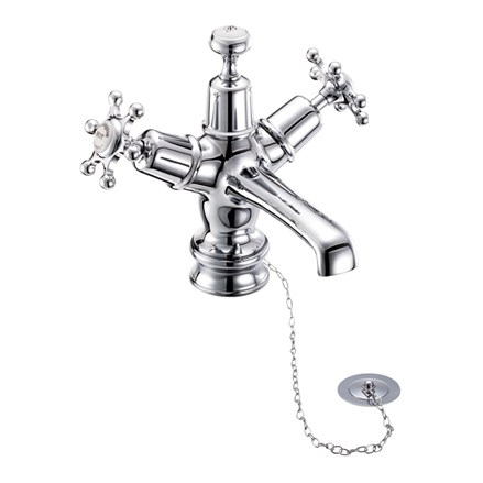 Birkenhead Regent Basin Mixer with Plug & Chain Waste BIR5-with White accent