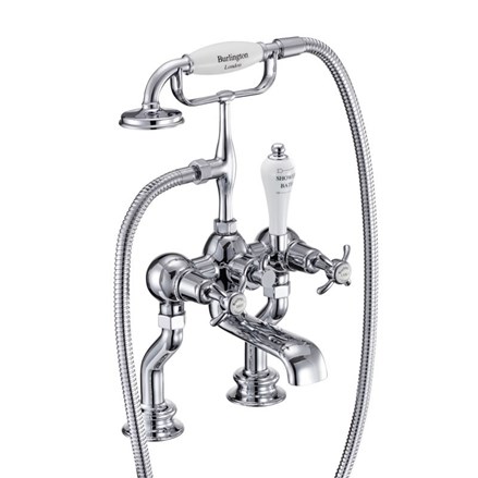 Anglesey Regent Bath Shower Mixer Deck Mounted Full turn with White accent