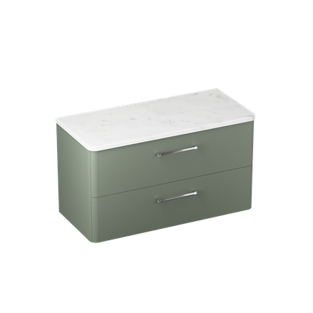 Camberwell 1000mm Unit with Carrara Marble Worktop Earthy Green