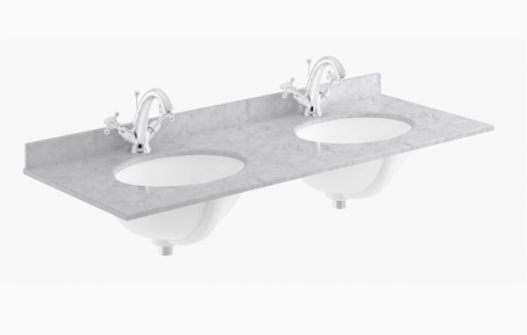 BAYC235 1200MM Marble Double Bowl 1 Tap Hole