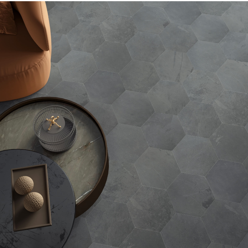 Brazilian Black Hexagon Calibrated Riven One Side 150 mm- Price per m2