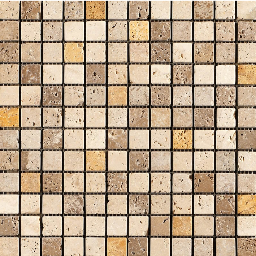 Classico Giallo Noce Mixed Tumbled (Travertine) 23 x 23 mm- Price per m2
