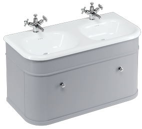 Chalfont 1000 vanity unit with drawer Classic Grey & double roll top basin with No Legs (Wall Hung)