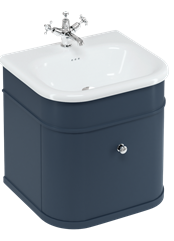 Chalfont 550 vanity unit with drawer Blue & small roll top basin with No Legs (Wall Hung)