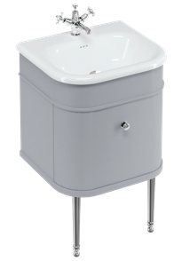 Chalfont 550 vanity unit with drawer Classic Grey & small roll top basin with Chrome Legs