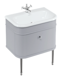 Chalfont 750 vanity unit with drawer Classic Grey & large roll top basin with Chrome Legs