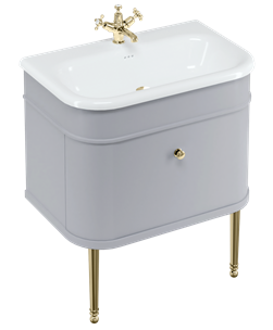 Chalfont 750 vanity unit with drawer Classic Grey & large roll top basin with Gold Legs