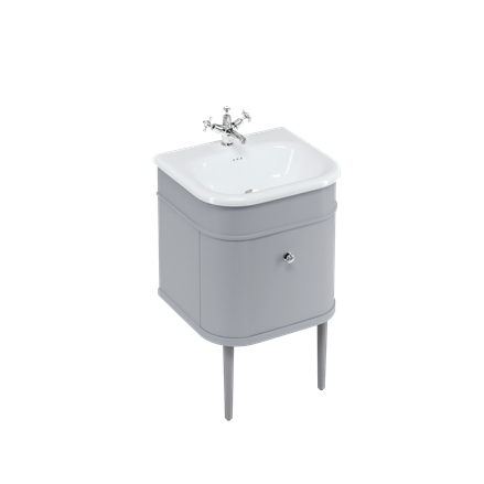 550 Unit with Drawer & Natural Stone Small Roll Top Basin Wall Hung-Classic Grey