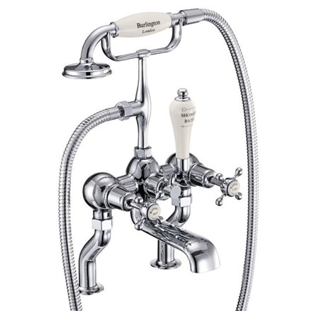 Claremont Bath Shower Mixer Deck Mounted Full turn with Medici accent in Chrome