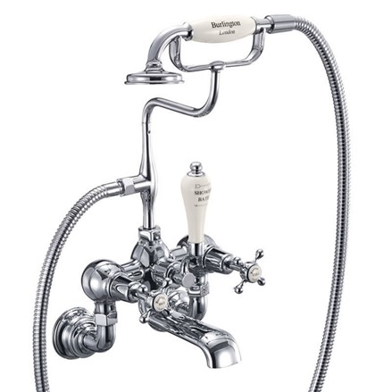 Claremont Bath Shower Mixer Wall Mounted Full turn with Medici accent in Chrome