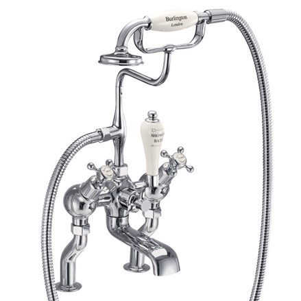 Claremont Angled Bath Shower Mixer Deck Mounted Quarter turn with Medici accent