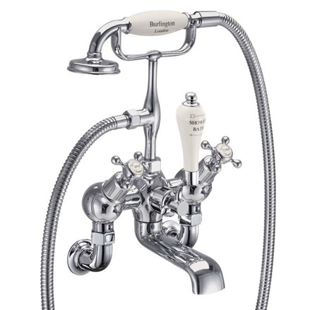 Claremont Angled Bath Shower Mixer Wall Mounted Full turn with Medici accent