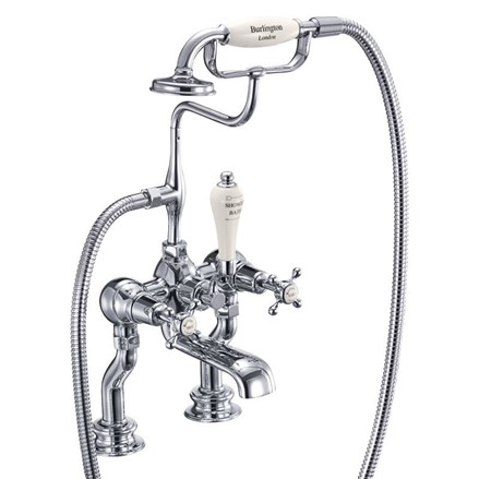 Claremont Regent Bath Shower Mixer Deck Mounted Quarter turn with Medici accent in Chrome