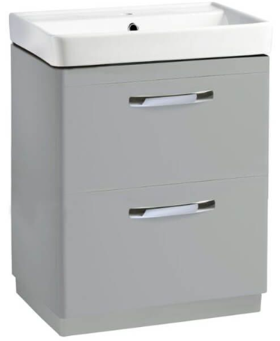 COMPASS 600 DOUBLE DRAWER FREESTANDING UNIT GLOSS LIGHT GREY