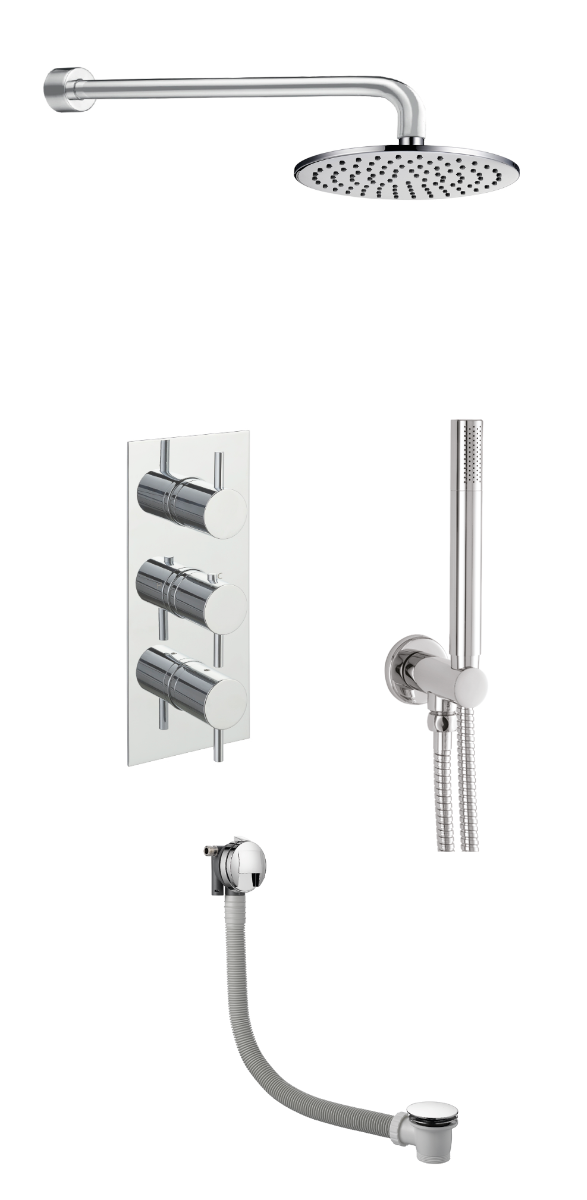 Round Thermostat with Overhead Shower