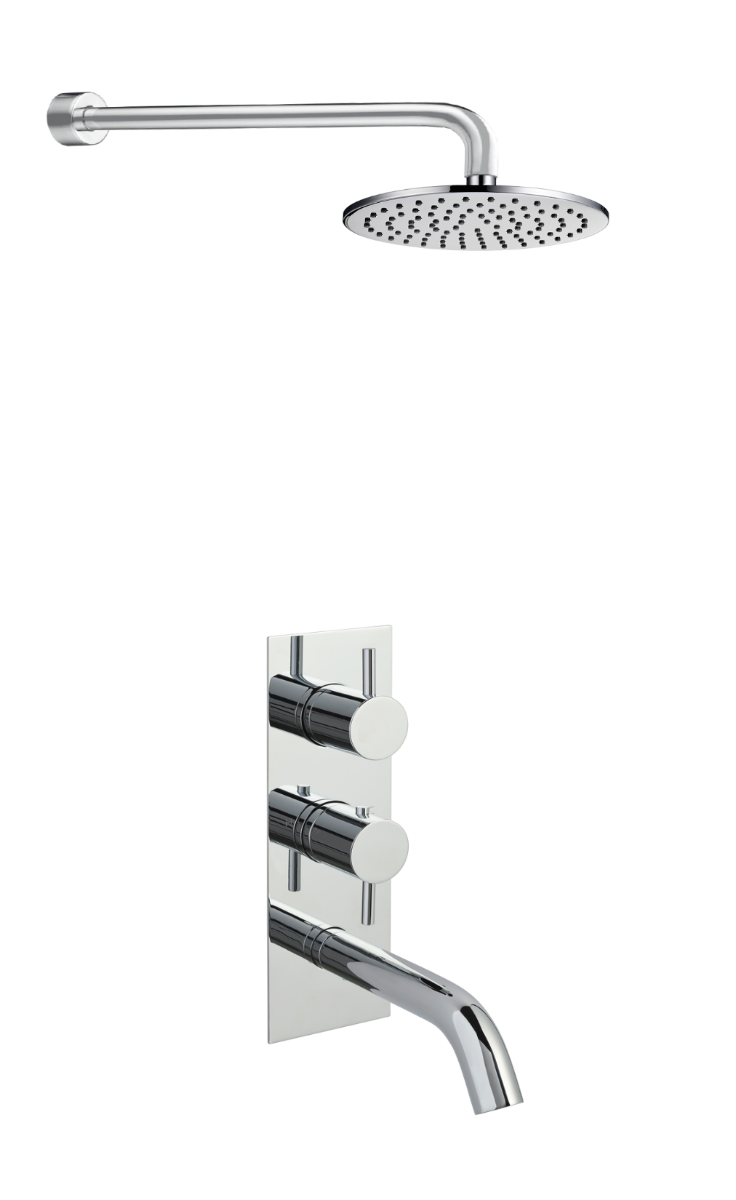 Round Thermostat Bath Shower Filler with Overhead Shower