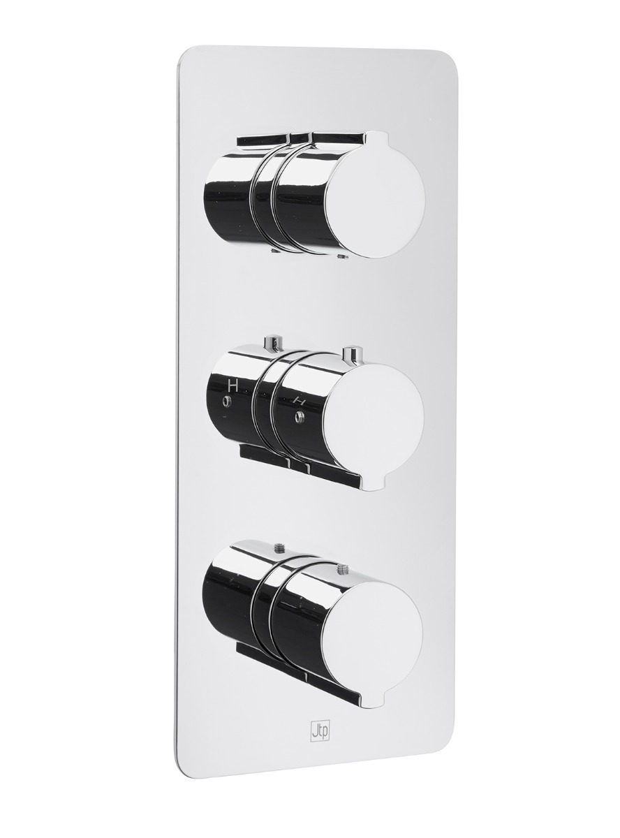 JTP - Curve Thermostatic Concealed 3 Outlet Shower Valve, Vertical