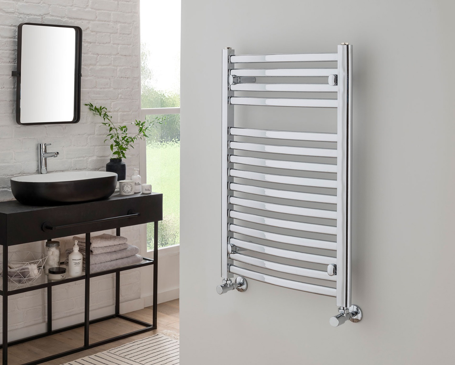Contemporary Curvee Towel Rail Dual Energy-White 800x600