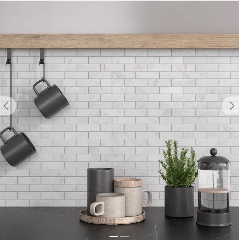 Carrara White Brick Honed (Marble) 23x75mm- Price per m2