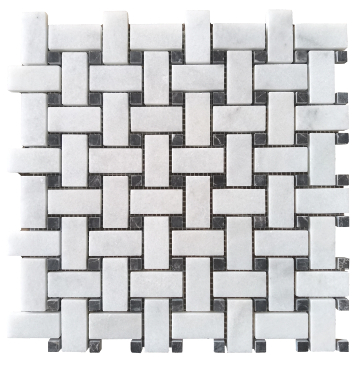 Carrara White Basketweave Honed (Marble) 305x305mm- Price per m2