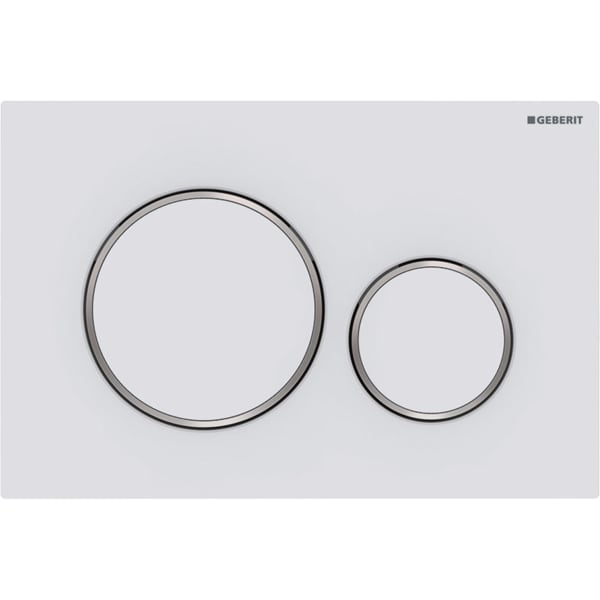 Geberit flush plate Sigma20 for dual flush: white matt coated, easy-to-clean coated, gloss chrome-plated 