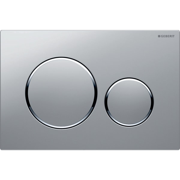 Geberit flush plate Sigma20 for dual flush: matt chrome-coated, easy-to-clean coated, gloss chrome-plated