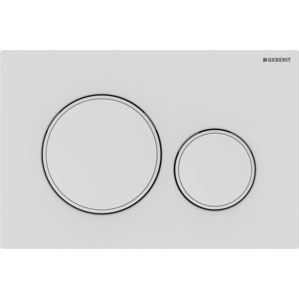 Geberit flush plate Sigma20 for dual flush: white matt coated, easy-to-clean coated, white