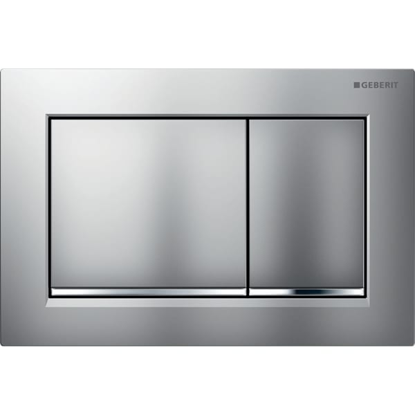 Geberit flush plate Omega30 for dual flush: matt chrome-coated, easy-to-clean coated, gloss chrome-plated 
