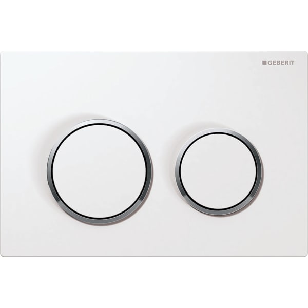 Geberit flush plate Kappa21 for dual flush: white, gloss chrome-plated