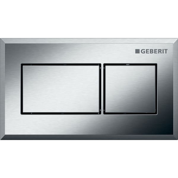 Geberit remote flush actuation, square design, pneumatic, for dual flush, for Sigma concealed cistern 8 cm, concealed actuator: chrome-plated, brushed, easy-to-clean 