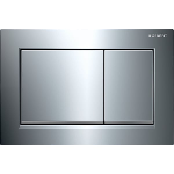 Geberit flush plate Omega30 for dual flush: gloss chrome-plated, matt chrome-plated