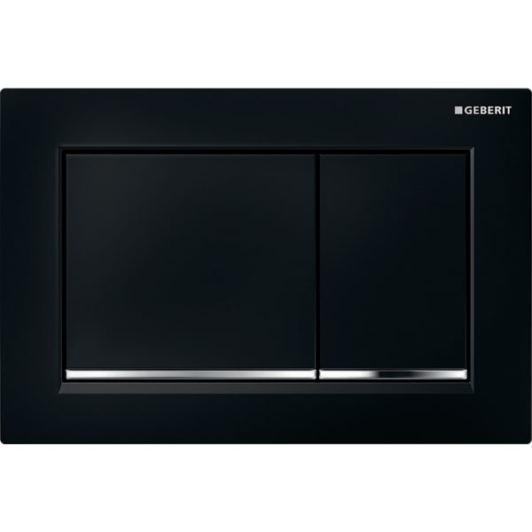 Geberit flush plate Omega30 for dual flush: black, gloss chrome-plated