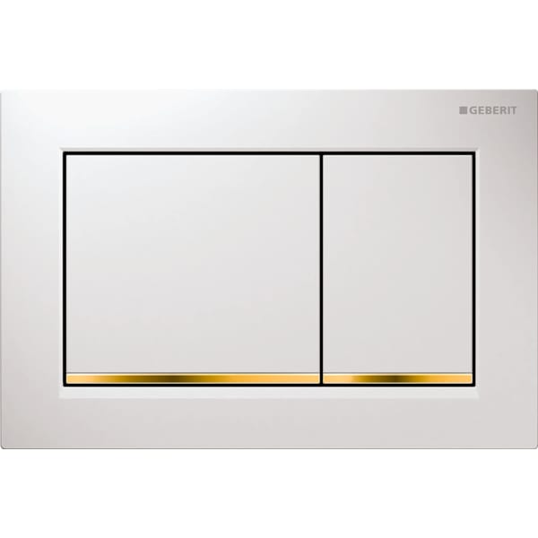 Geberit flush plate Omega30 for dual flush: white, gold-plated