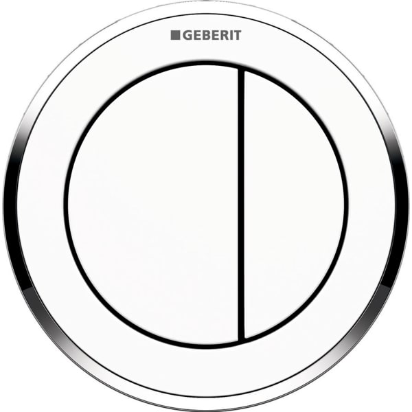 Geberit remote flush actuation type 10, pneumatic, for dual flush, for Sigma concealed cistern 8 cm, concealed actuator: white, gloss chrome-plated