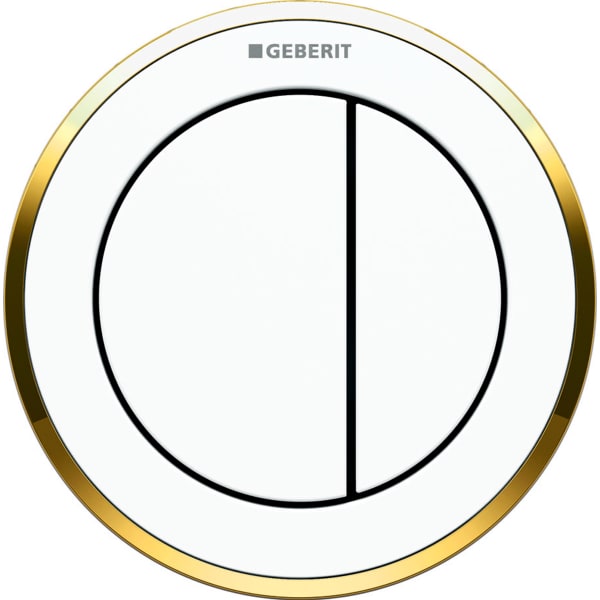 Geberit remote flush actuation type 10, pneumatic, for dual flush, for Sigma concealed cistern 8 cm, concealed actuator: white, gold-plated