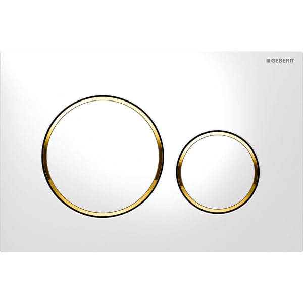 Geberit flush plate Sigma20 for dual flush: white, gold-plated