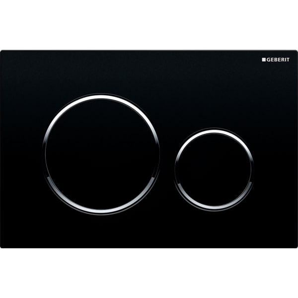 Geberit flush plate Sigma20 for dual flush: black, gloss chrome-plated 