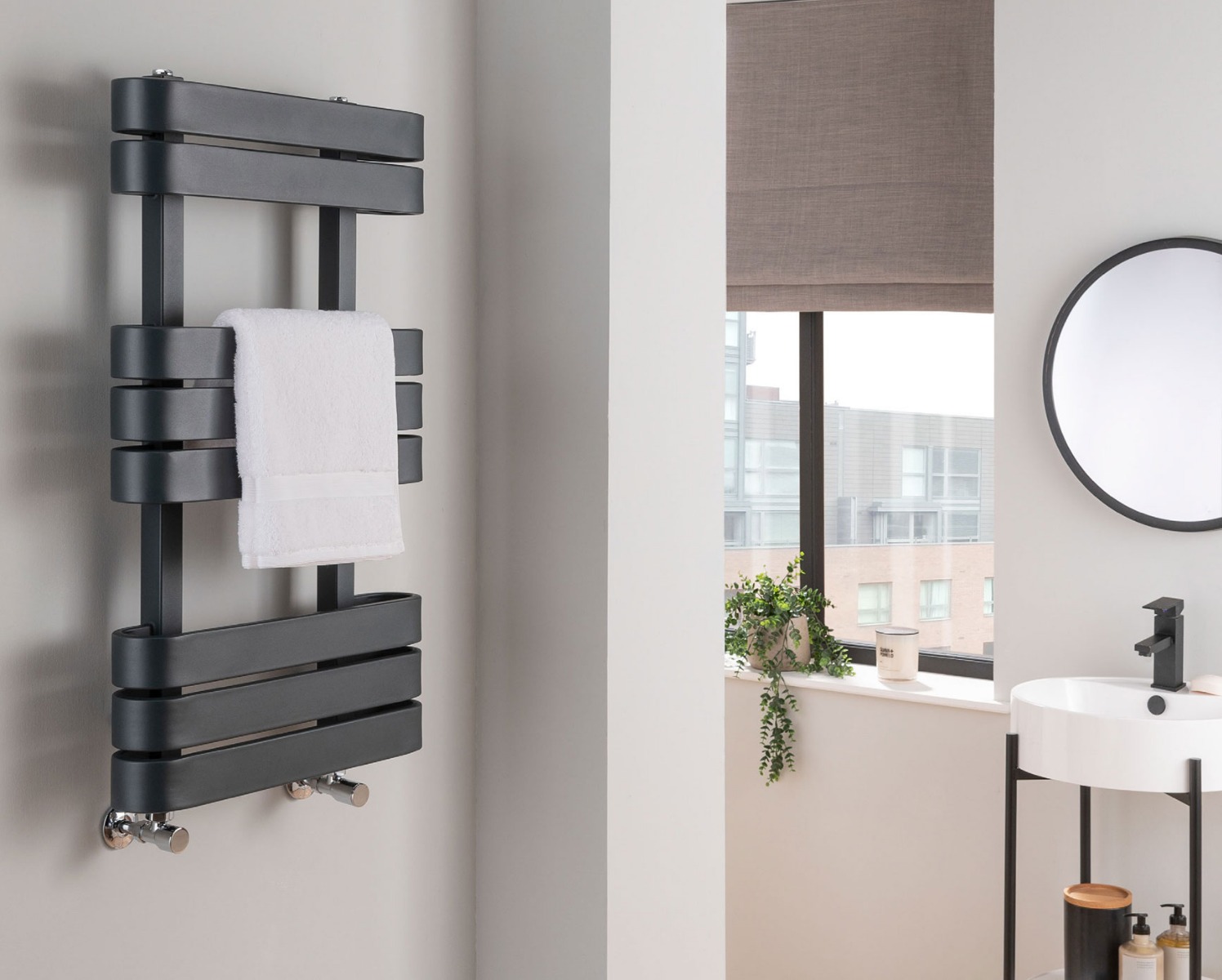 Contemporary Sierra Towel Rail Electric Only - Anthracite 1200x500
