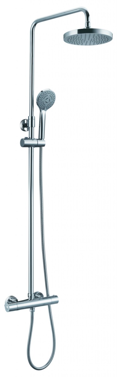 Eco round thermostatic bar valve w 2 outlets adjustable riser