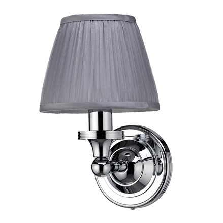 Burlington LED Bathroom Round Wall Light with Chrome Base & Silver Chiffon Shade