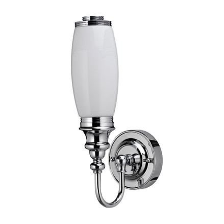 Burlington LED Bathroom Ornate Wall Light with Chrome Base & Opal Glass Tube Shade