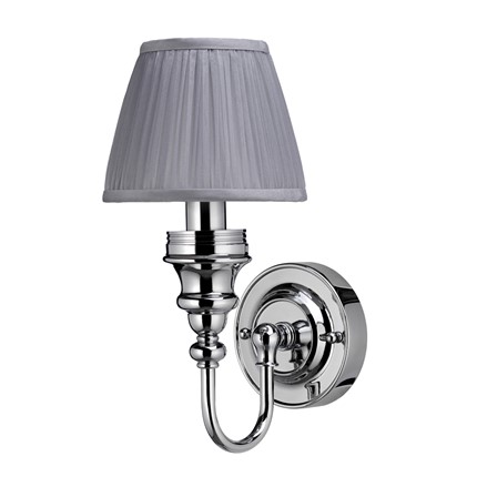 Burlington LED Bathroom Ornate Wall Light with Chrome Base & Silver Chiffon Shade
