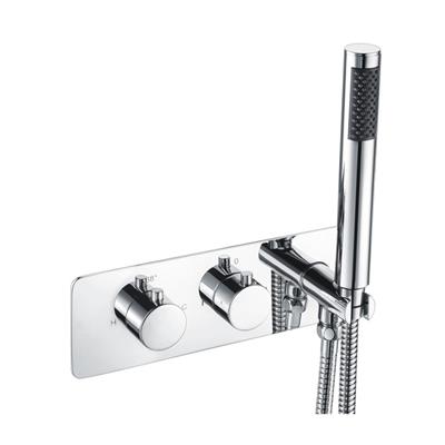 Round Horizontal Thermostatic Shower Valve with Shower Handset, Hose & Holder - Chrome