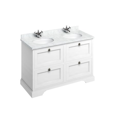  Minerva White Worktop with Double Vanity Bowl White