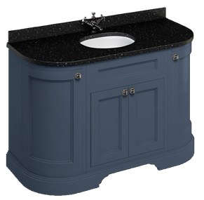 Freestanding 1340 Curved Vanity Unit With Doors-Blue