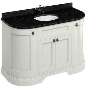 Freestanding 1340 Curved Vanity Unit With Doors -Sand