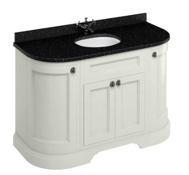 Freestanding 1340 curved vanity unit with doors Sand & Minerva® Black vanity bowl