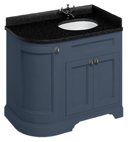 Freestanding 980 Curved Vanity Unit With Doors Right Handed -Blue