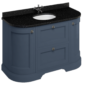 Freestanding 1340 Curved Vanity Unit With Drawers -blue