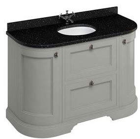 Freestanding 1340 Curved Vanity Unit With Drawers-Dark Olive